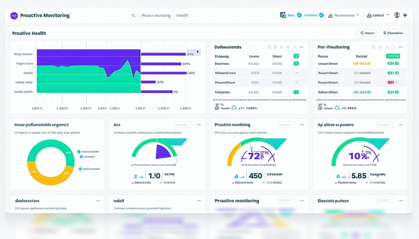 Dashboard showing system health and proactive monitoring